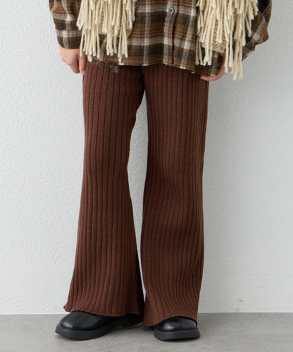 【KIDS】【有青少年尺碼】【舒適・可機洗】羅紋針織微喇叭褲