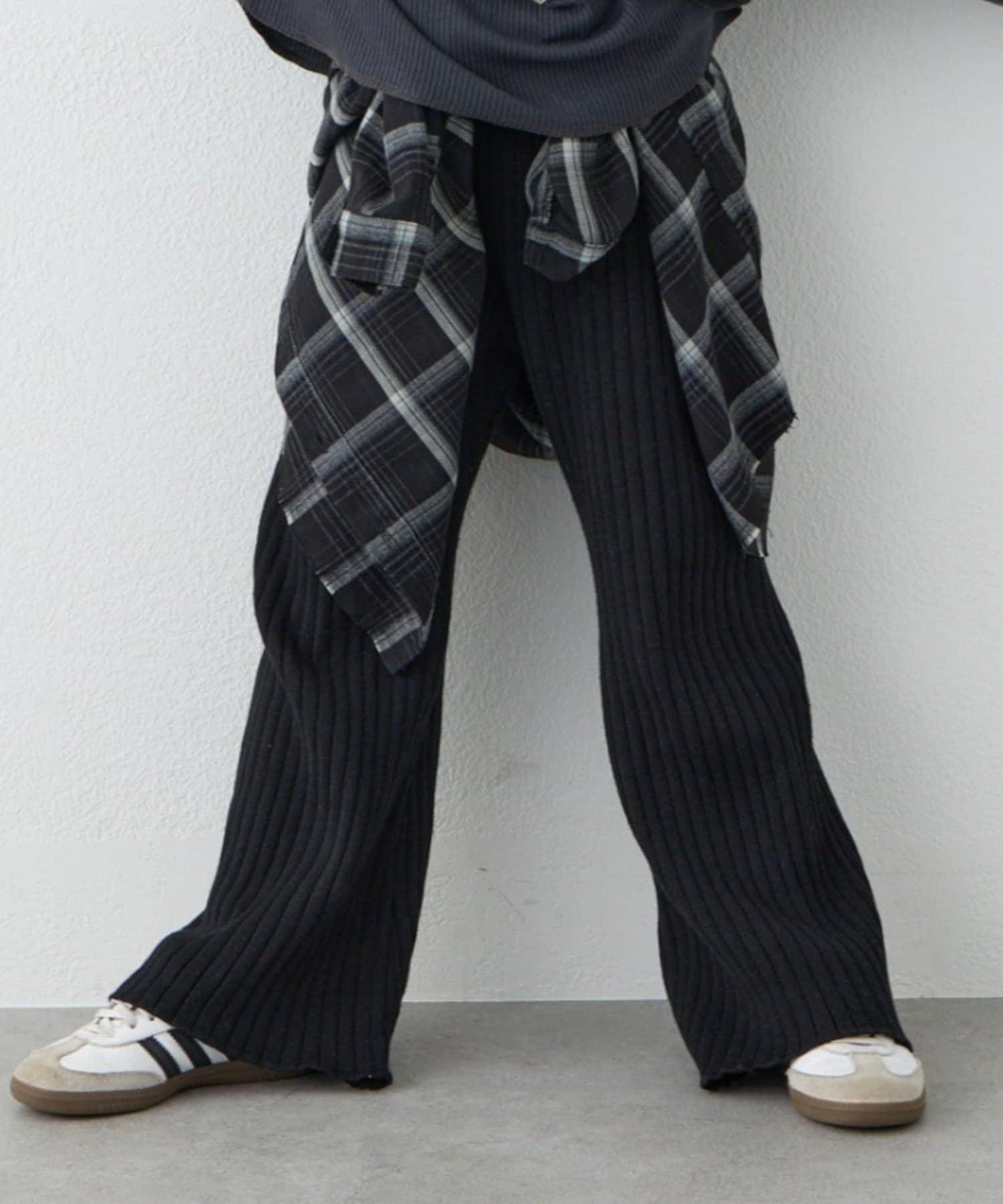 【KIDS】【有青少年尺碼】【舒適・可機洗】羅紋針織微喇叭褲