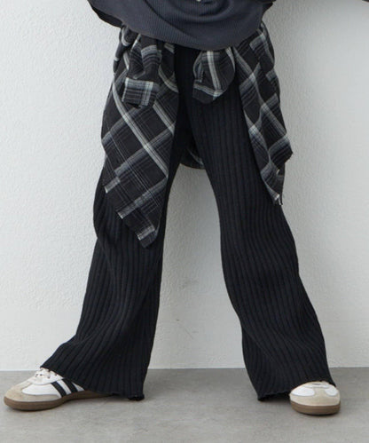 【KIDS】【有青少年尺碼】【舒適・可機洗】羅紋針織微喇叭褲