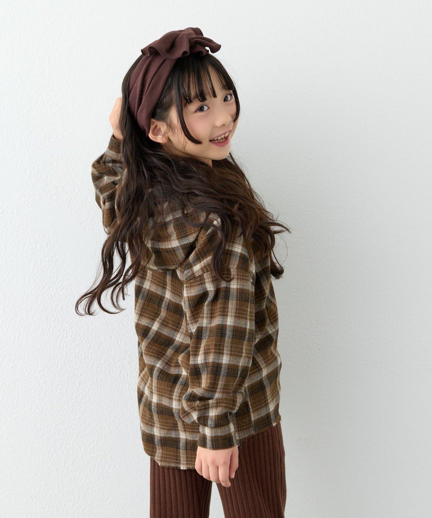 【KIDS】【有青少年尺碼】毛邊微絨格子連帽襯衫