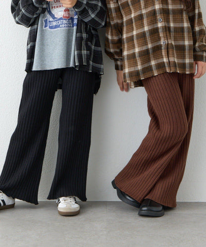 【KIDS】【有青少年尺碼】【舒適・可機洗】羅紋針織微喇叭褲