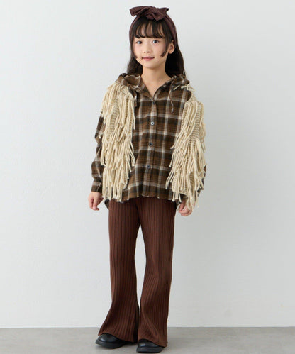 【KIDS】【有青少年尺碼】毛邊微絨格子連帽襯衫