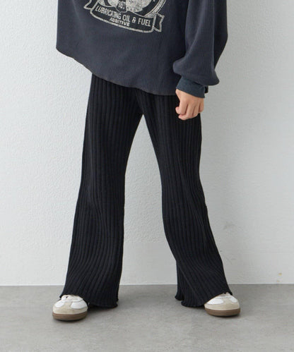 【KIDS】【有青少年尺碼】【舒適・可機洗】羅紋針織微喇叭褲