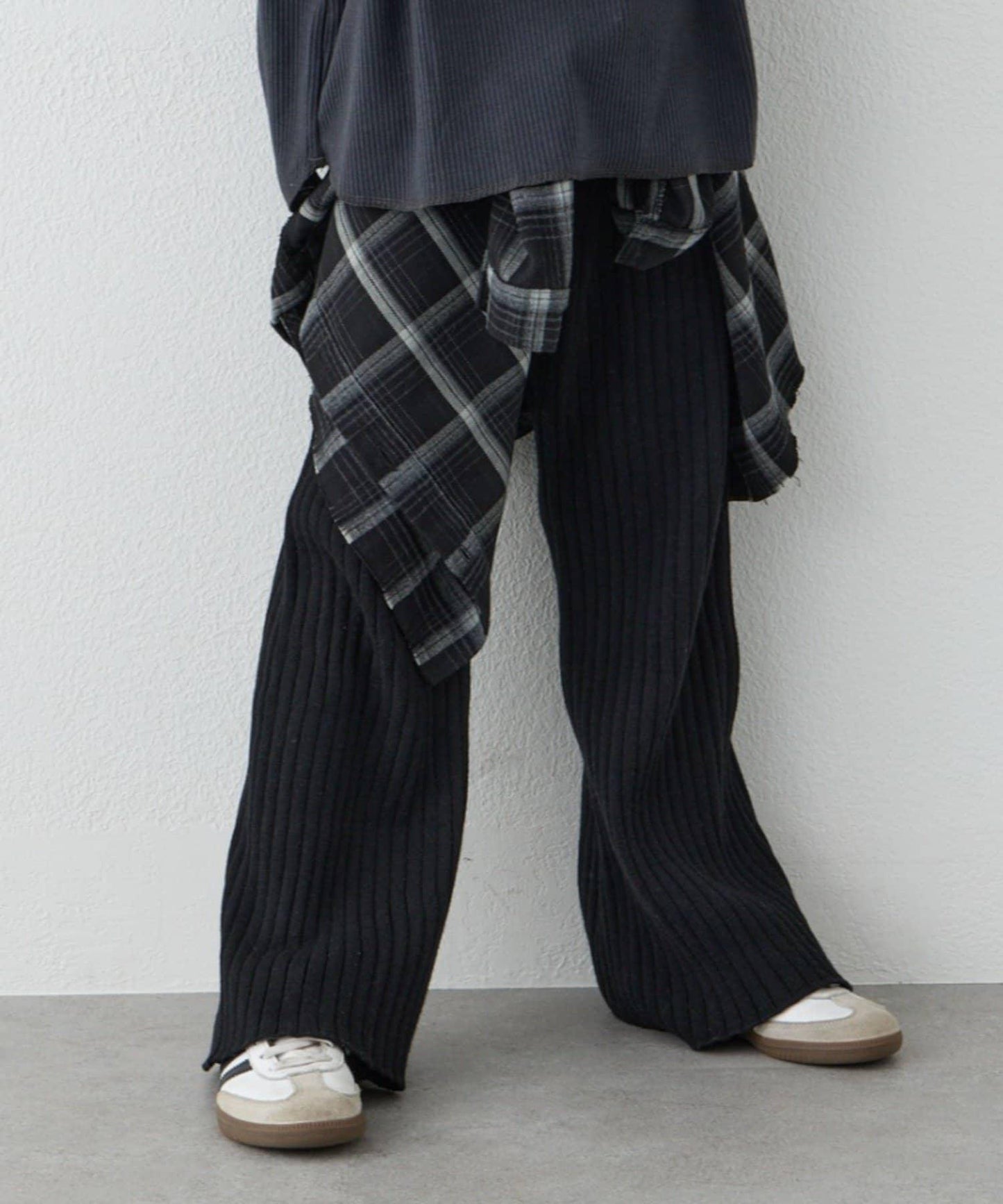 【KIDS】【有青少年尺碼】【舒適・可機洗】羅紋針織微喇叭褲