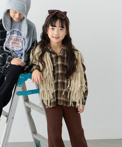 【KIDS】【有青少年尺碼】毛邊微絨格子連帽襯衫