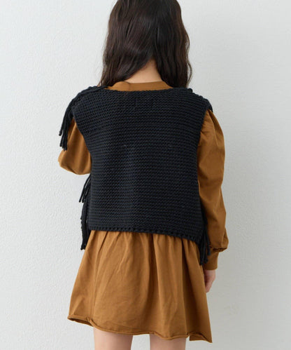 【KIDS】【有青少年尺碼】流蘇針織背心