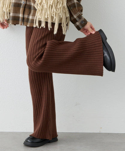 【KIDS】【有青少年尺碼】【舒適・可機洗】羅紋針織微喇叭褲