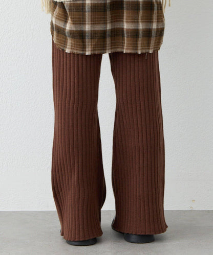 【KIDS】【有青少年尺碼】【舒適・可機洗】羅紋針織微喇叭褲