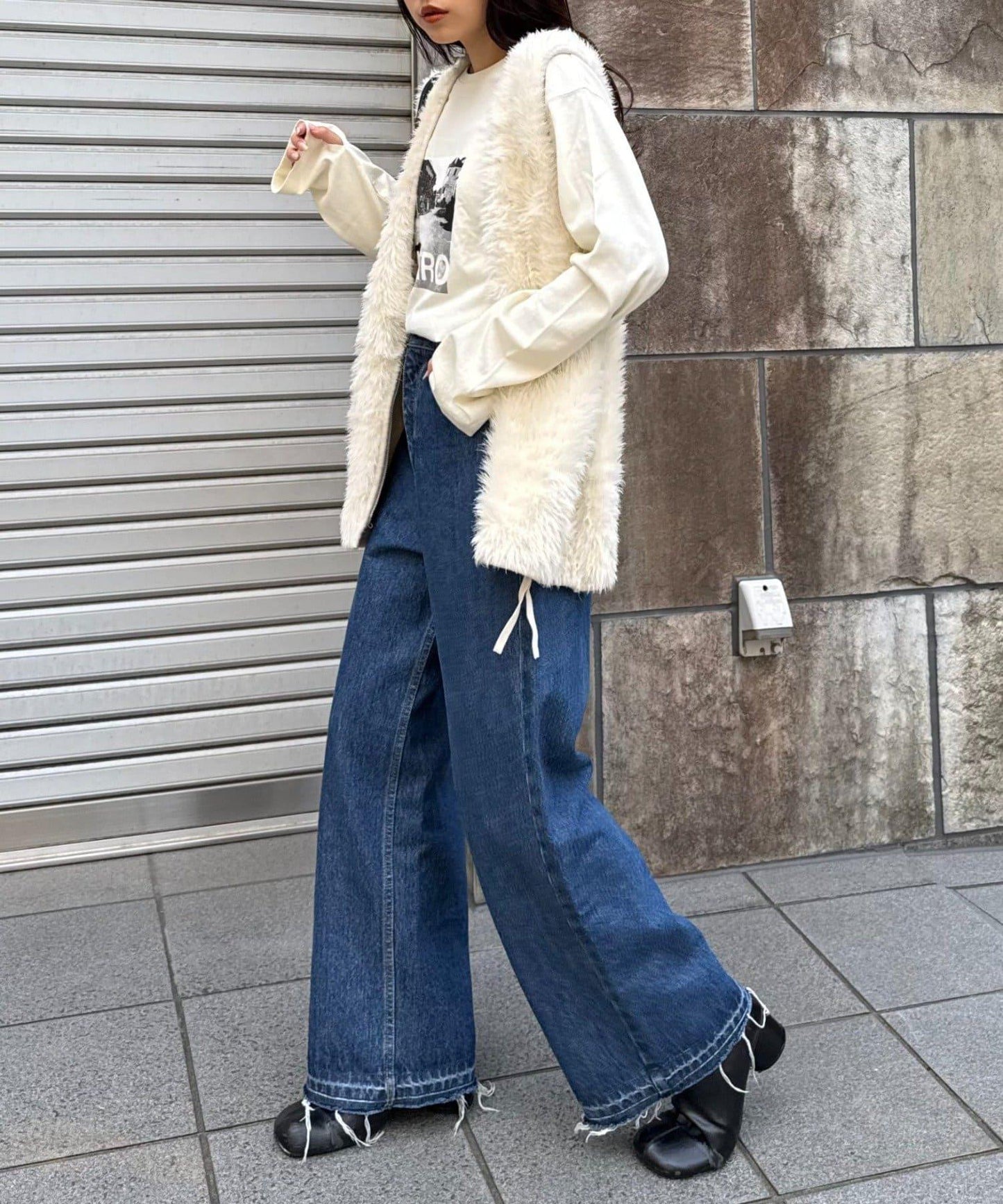 混色人造毛拉鍊針織馬甲