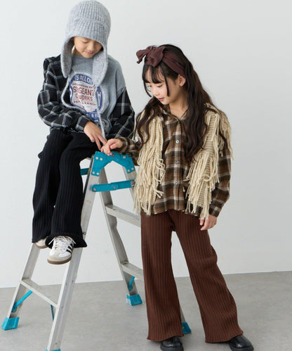 【KIDS】【有青少年尺碼】【舒適・可機洗】羅紋針織微喇叭褲