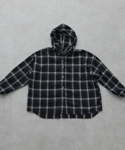 【KIDS】【有青少年尺碼】毛邊微絨格子連帽襯衫