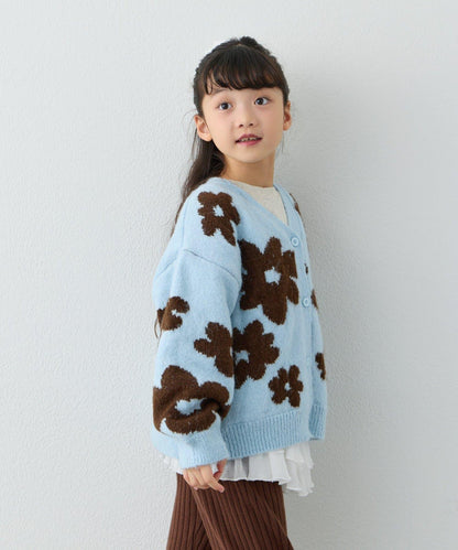 【KIDS】【有大童尺碼】全印花花卉針織開衫