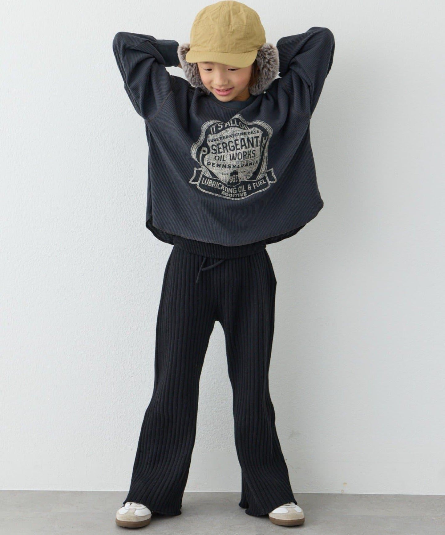 【KIDS】【有青少年尺碼】【舒適・可機洗】羅紋針織微喇叭褲