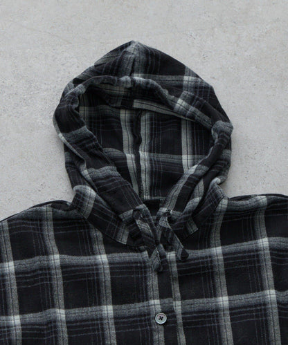 【KIDS】【有青少年尺碼】毛邊微絨格子連帽襯衫