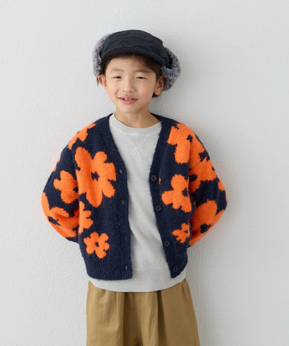 【KIDS】【有大童尺碼】全印花花卉針織開衫