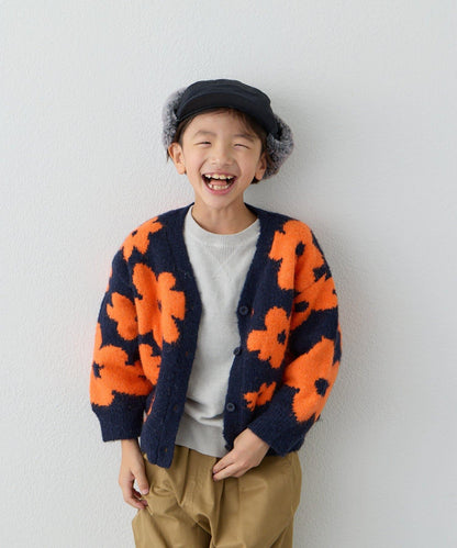 【KIDS】【有大童尺碼】全印花花卉針織開衫