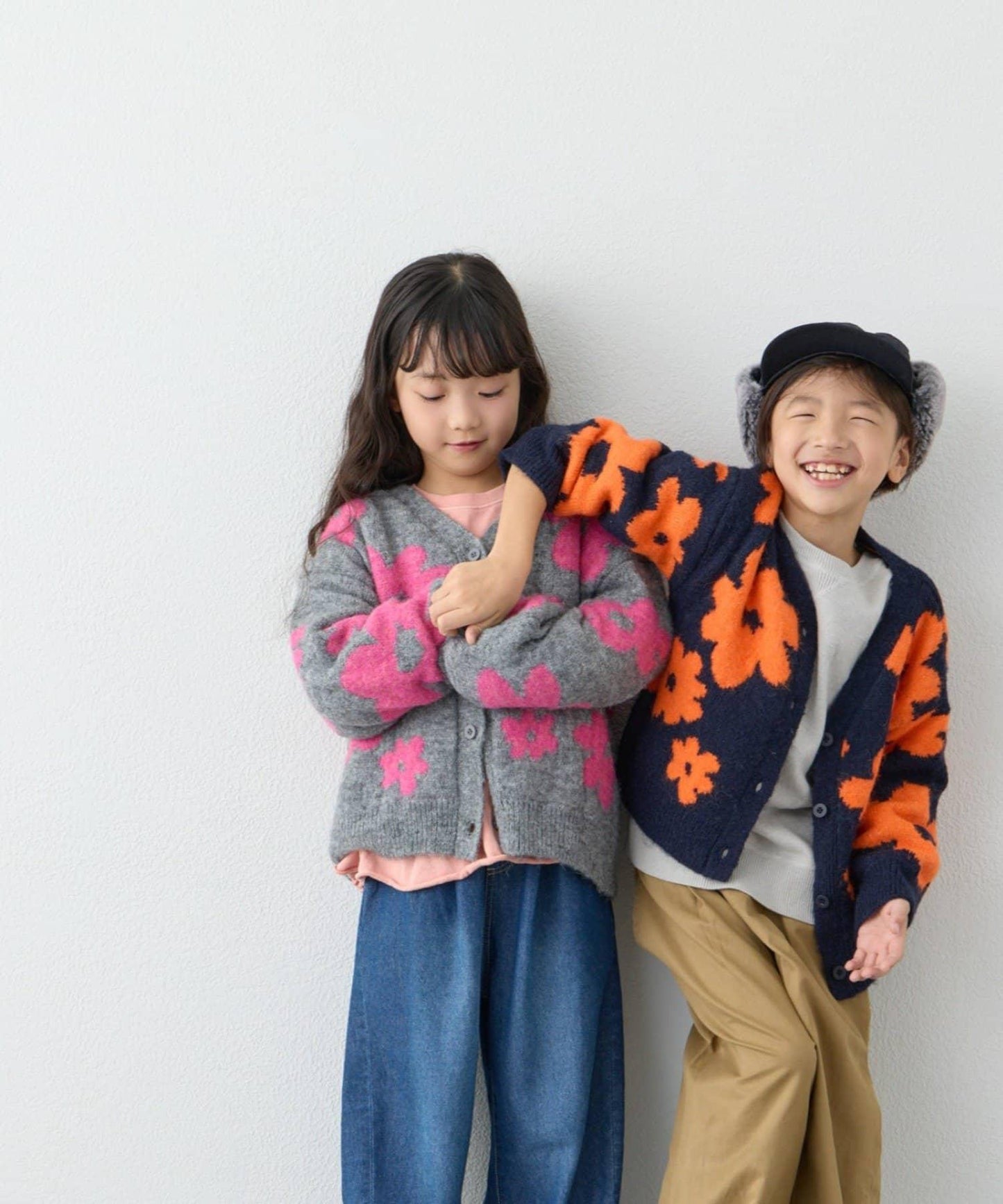 【KIDS】【有大童尺碼】全印花花卉針織開衫