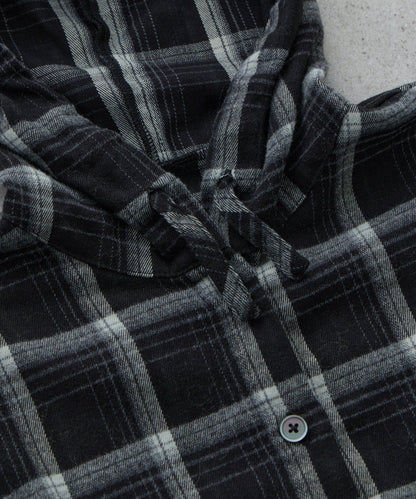 【KIDS】【有青少年尺碼】毛邊微絨格子連帽襯衫