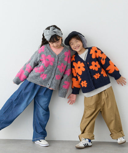 【KIDS】【有大童尺碼】全印花花卉針織開衫