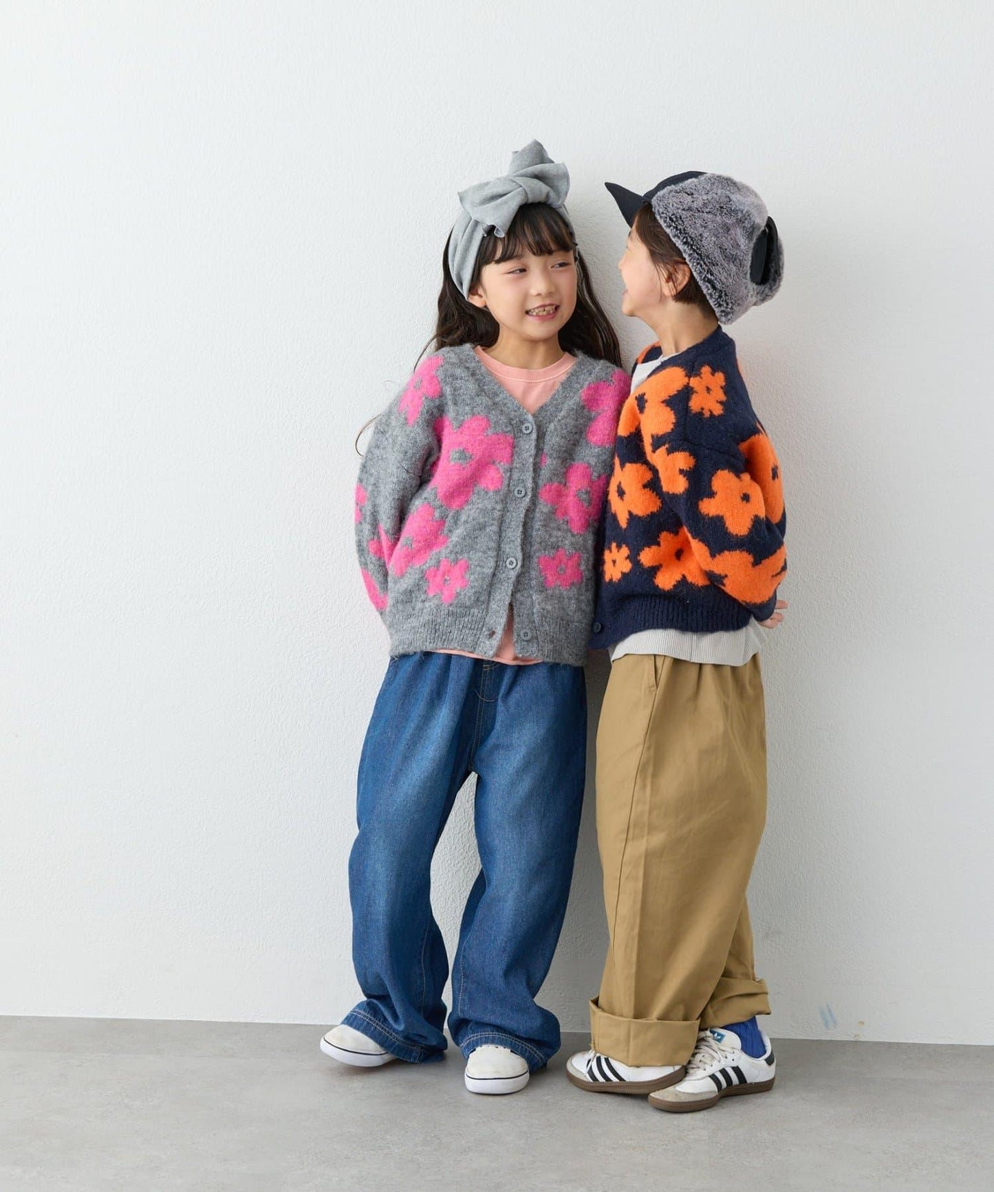 【KIDS】【有大童尺碼】全印花花卉針織開衫