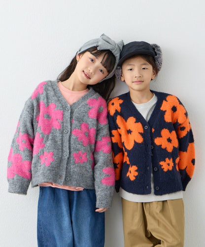 【KIDS】【有大童尺碼】全印花花卉針織開衫