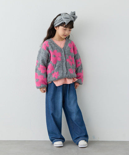 【KIDS】【有大童尺碼】全印花花卉針織開衫