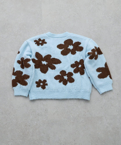 【KIDS】【有大童尺碼】全印花花卉針織開衫