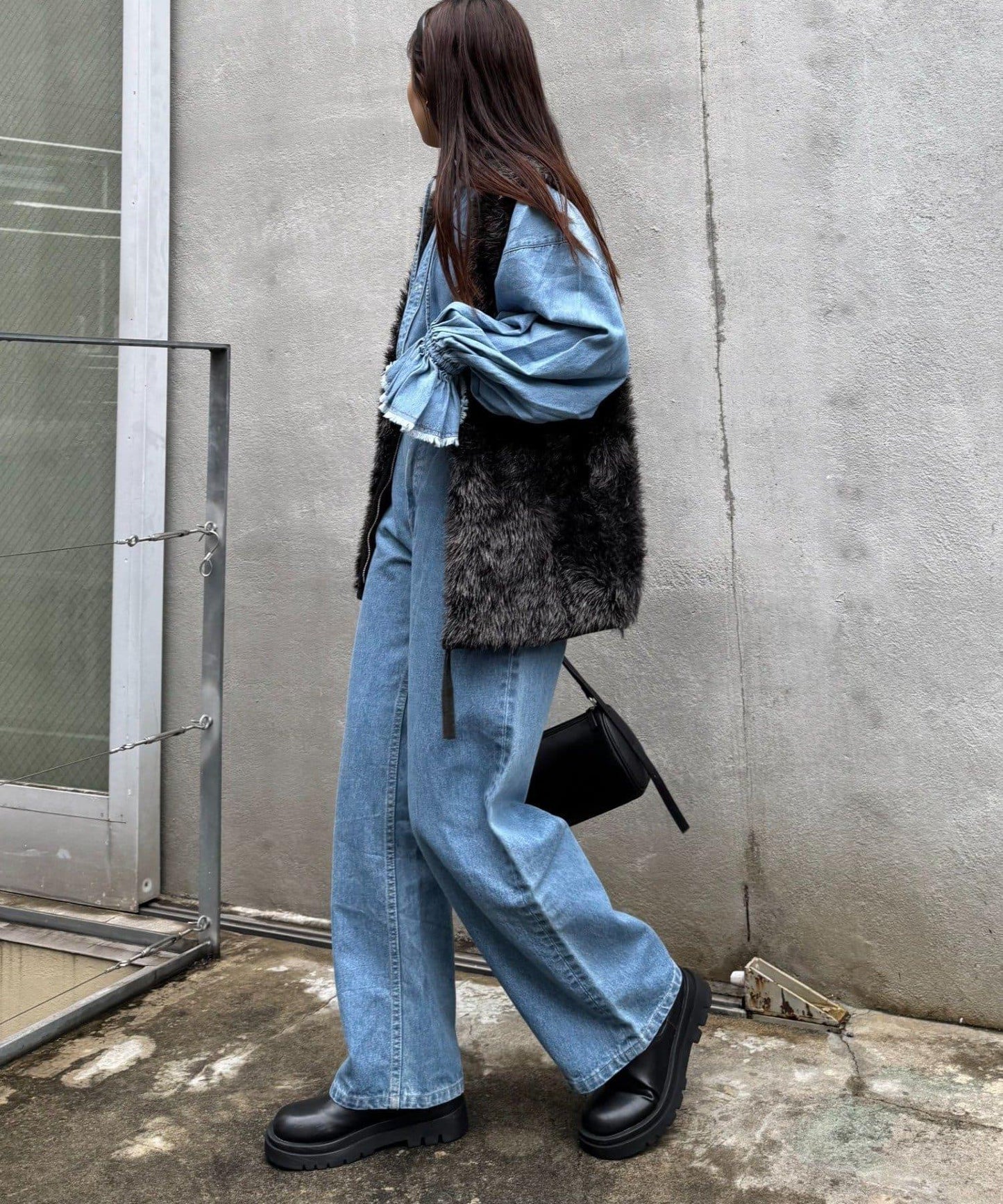 混色人造毛拉鍊針織馬甲