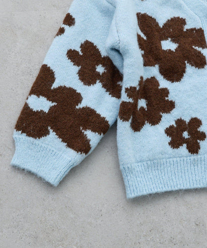 【KIDS】【有大童尺碼】全印花花卉針織開衫