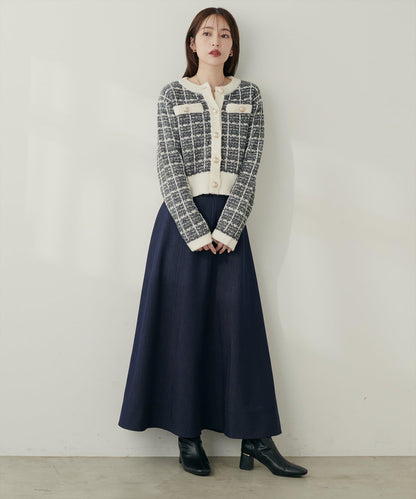 寬幅拼接下襬喇叭裙