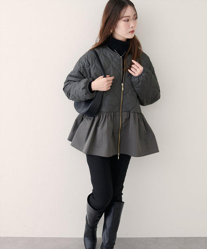 菱格絎縫荷葉邊短外套