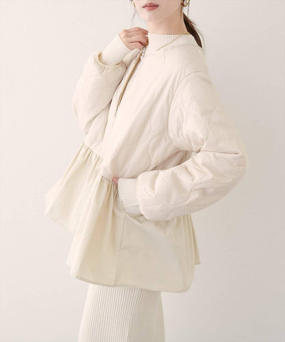 菱格絎縫荷葉邊短外套