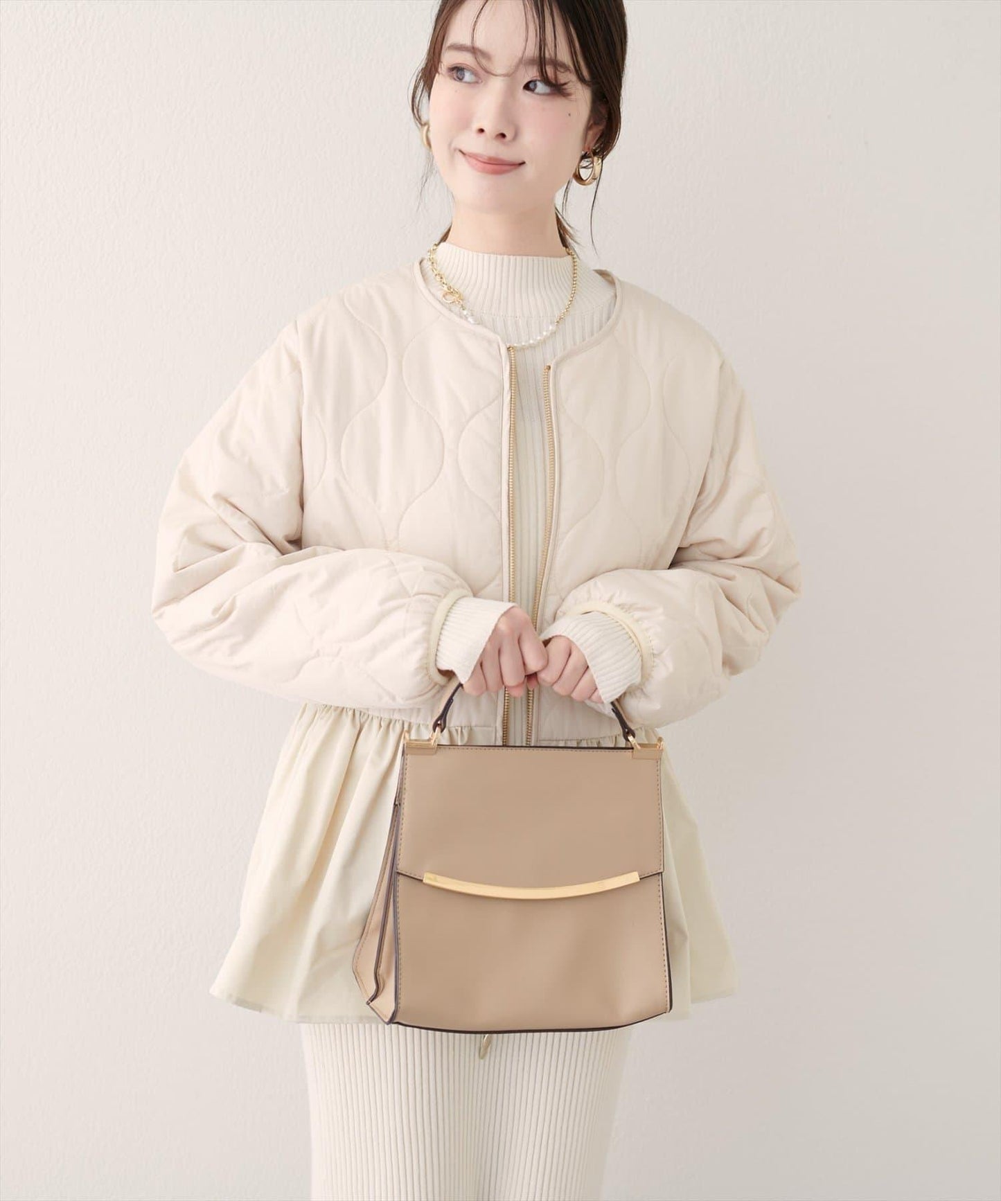 菱格絎縫荷葉邊短外套