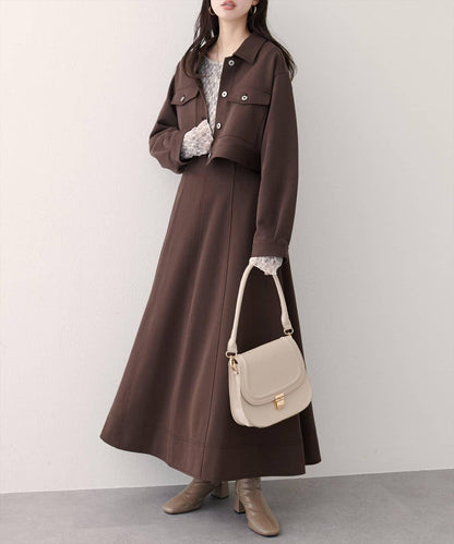 寬幅拼接下襬喇叭裙