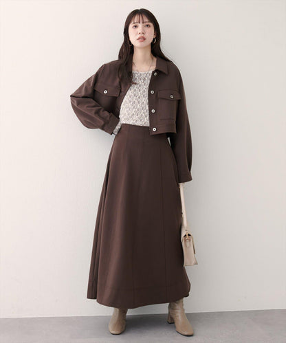 寬幅拼接下襬喇叭裙