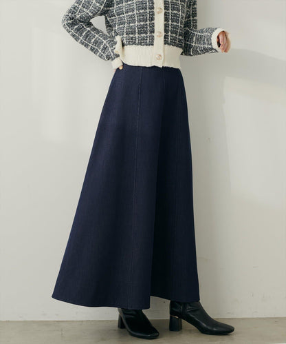 寬幅拼接下襬喇叭裙