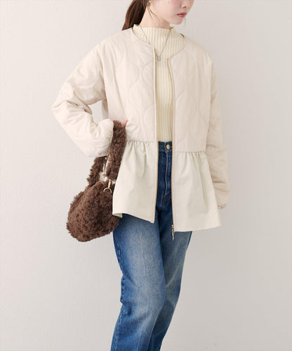 菱格絎縫荷葉邊短外套