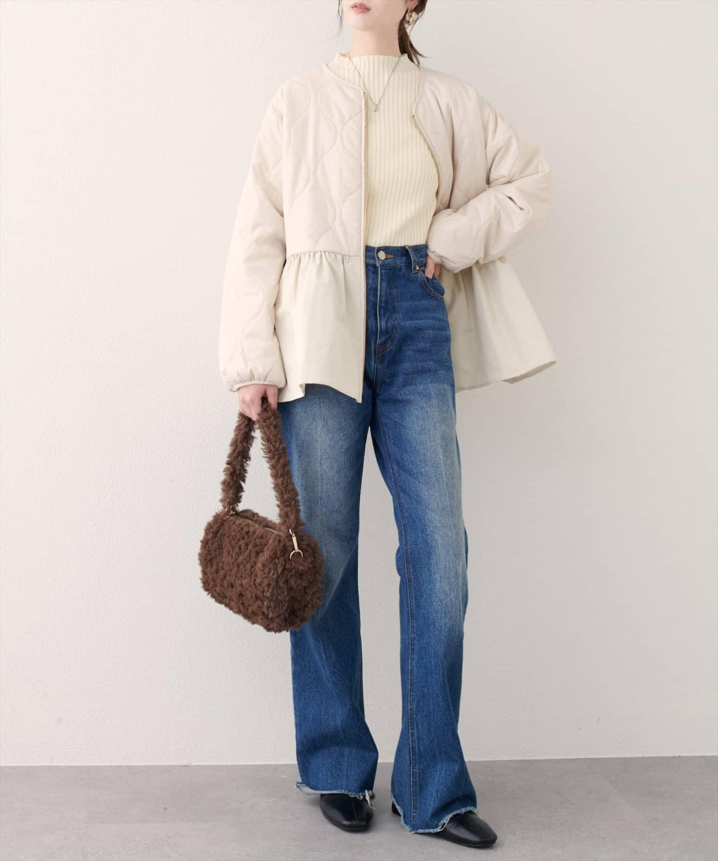 菱格絎縫荷葉邊短外套