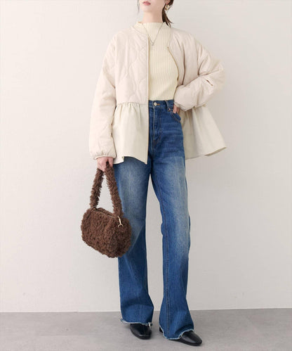 菱格絎縫荷葉邊短外套