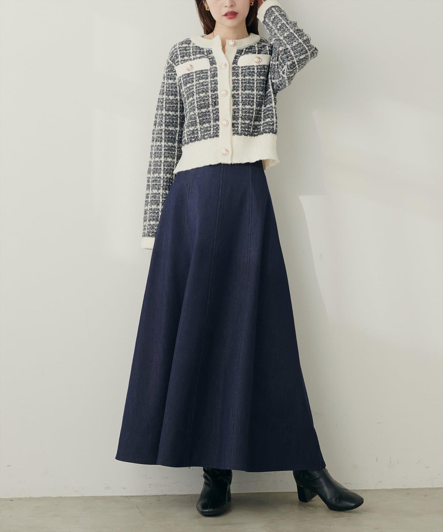 寬幅拼接下襬喇叭裙