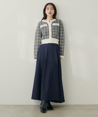 寬幅拼接下襬喇叭裙