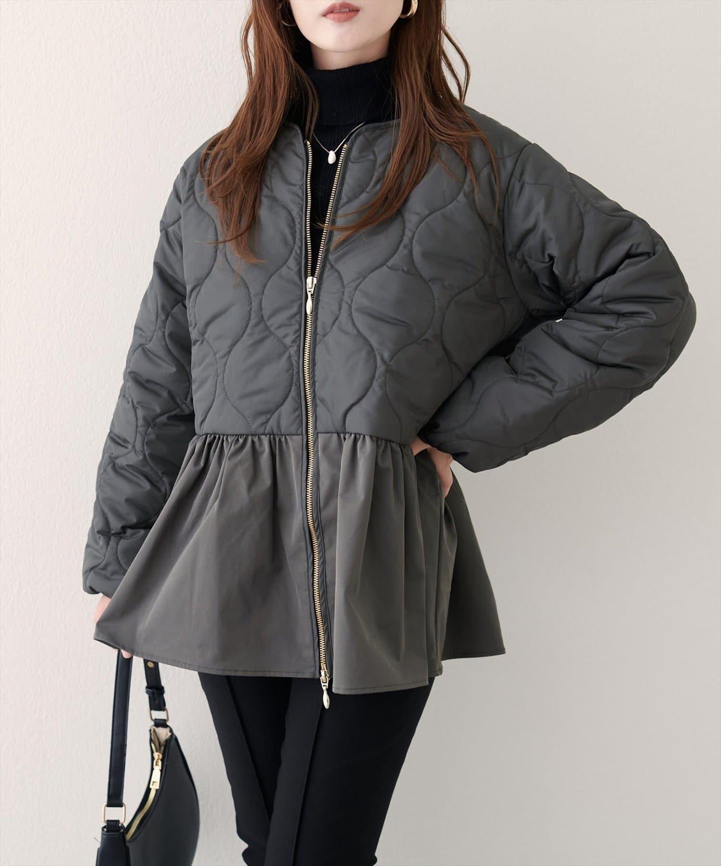 菱格絎縫荷葉邊短外套