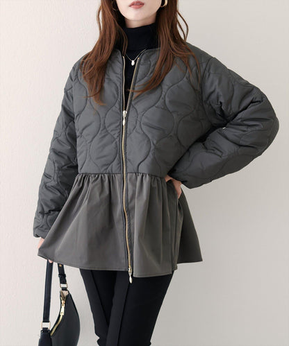 菱格絎縫荷葉邊短外套