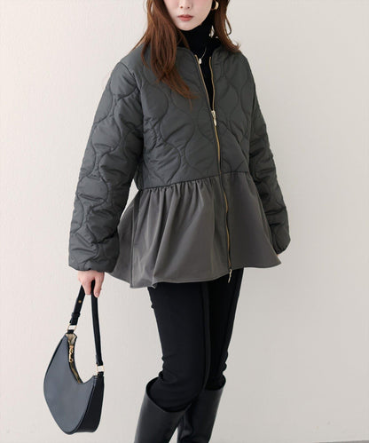 菱格絎縫荷葉邊短外套