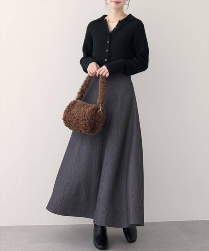 寬幅拼接下襬喇叭裙