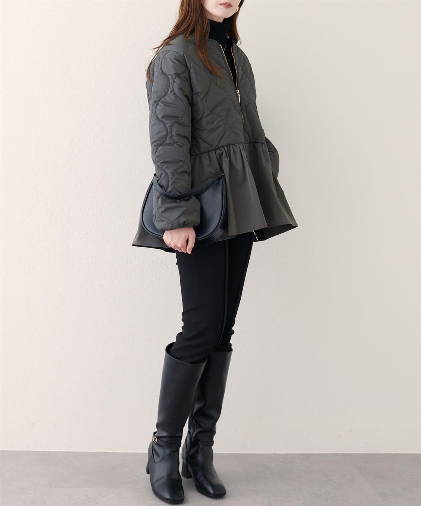 菱格絎縫荷葉邊短外套