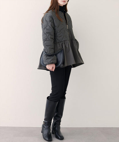 菱格絎縫荷葉邊短外套