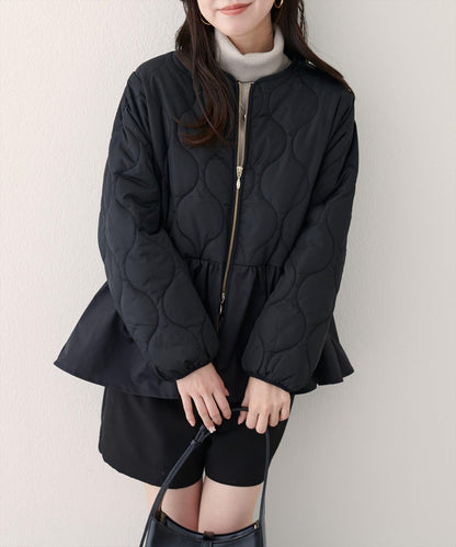 菱格絎縫荷葉邊短外套