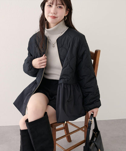 菱格絎縫荷葉邊短外套