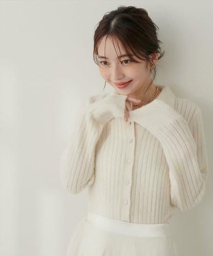 仿馬海毛翻領針織衫